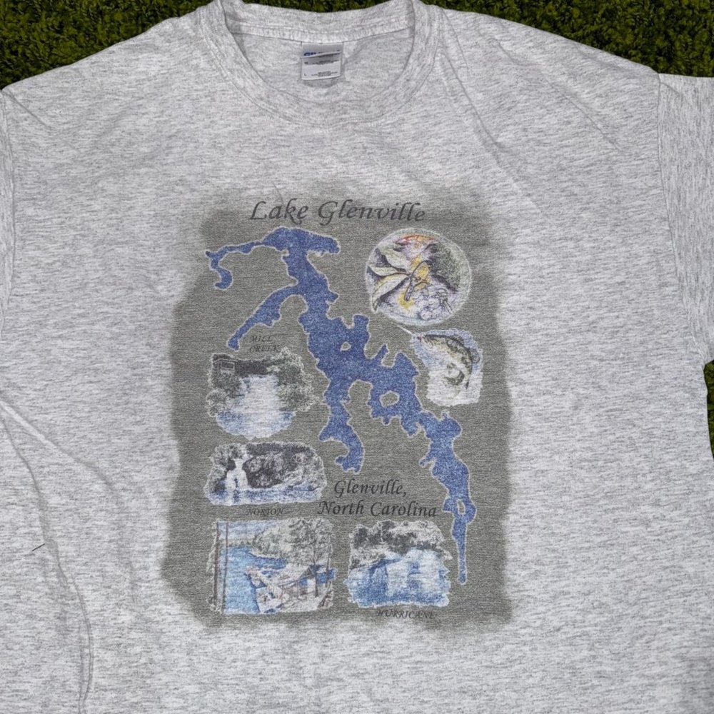 Y2K North Carolina Lake Glenville Tee Sz Large (21Wx27L)
